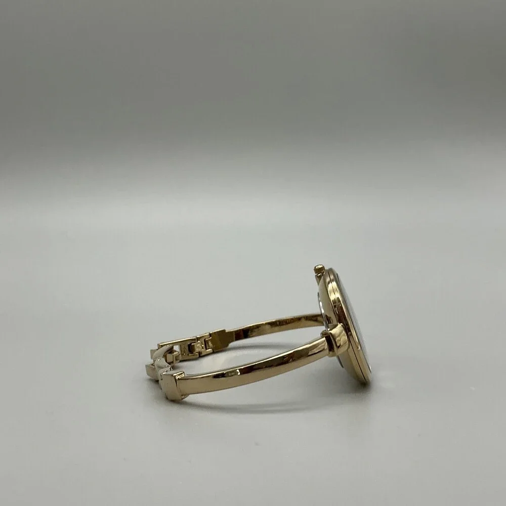 Anne Klein Womens Watch 32mm Black Dial Gold Tone Bangle New Battery 6.75